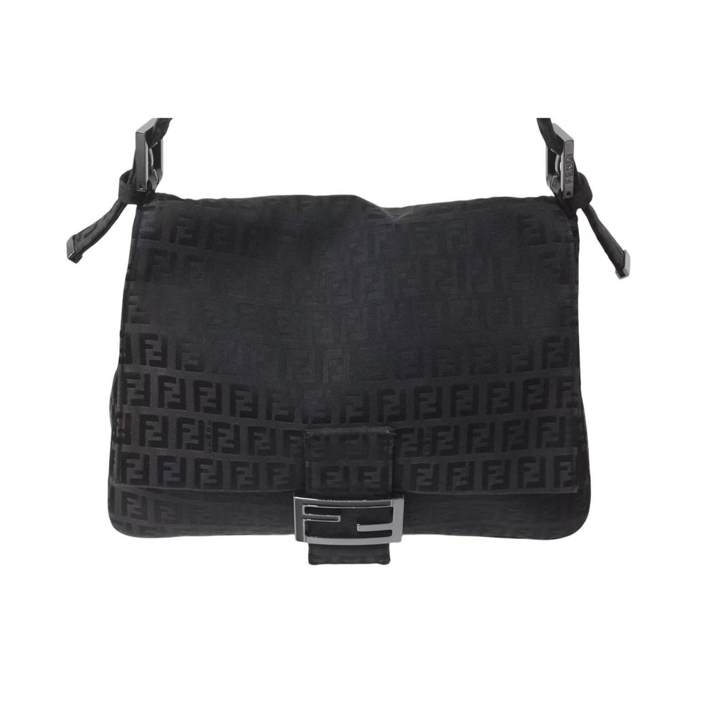 Fendi Mamma Bag Canvas Black Hobo Shoulder One Bucket Zucchino